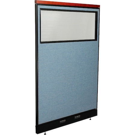 Interion By Global Industrial Interion Deluxe Electric Office Partition Panel with Partial Window, 48-1/4inW x 77-1/2inH, Blue 694720WEBL
